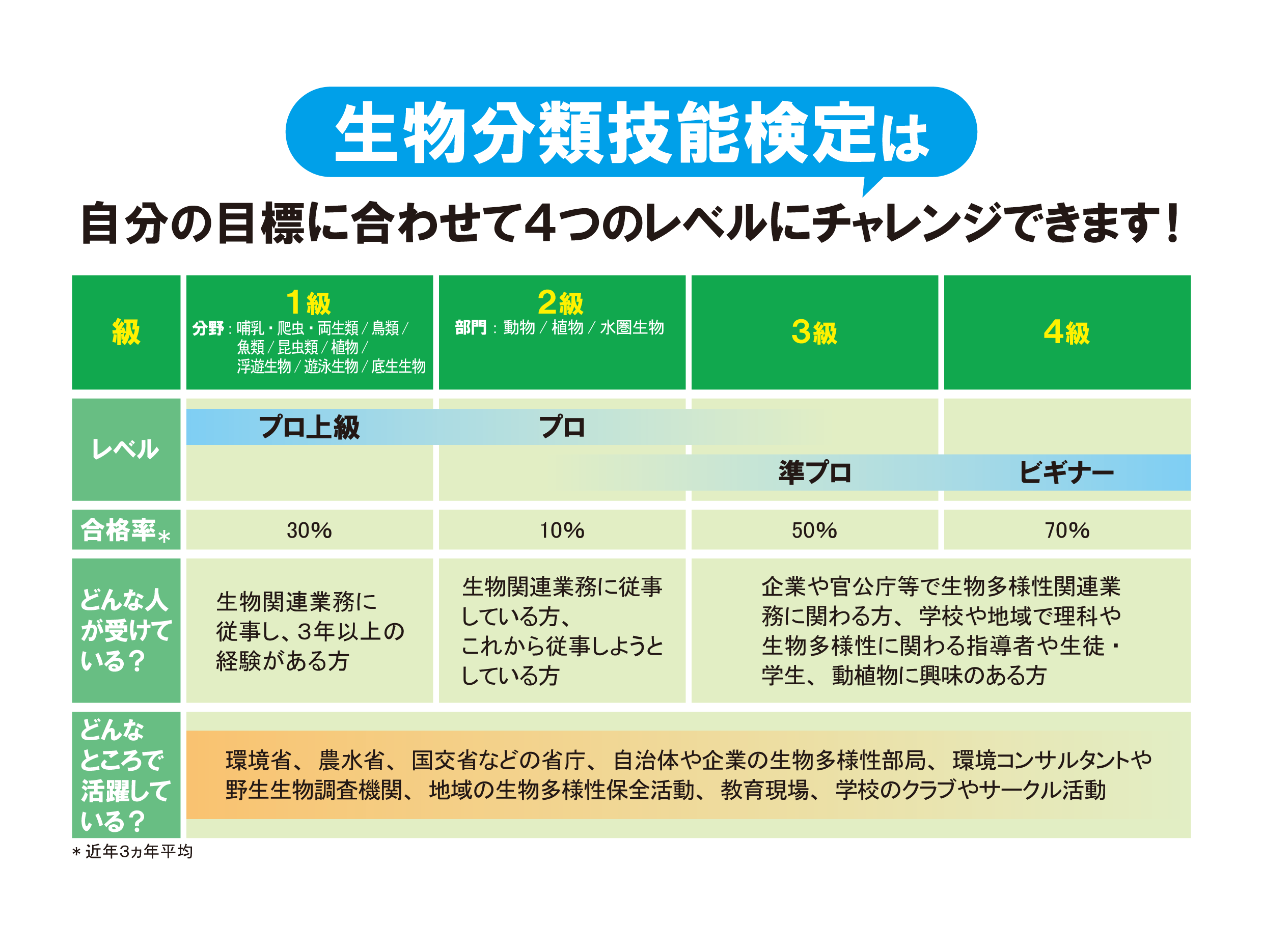 各級のレベル一覧図